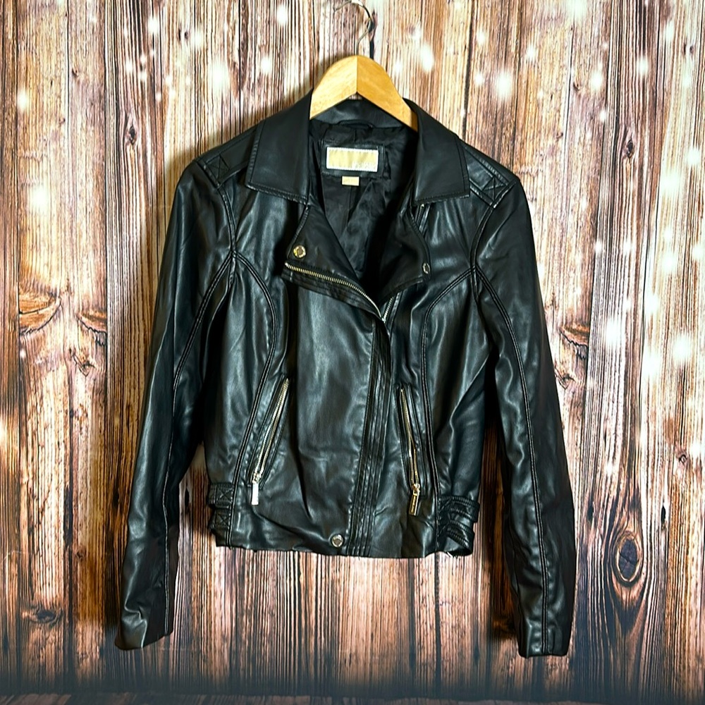Michael Kors Faux Leather Motorcycle Jacket sz M